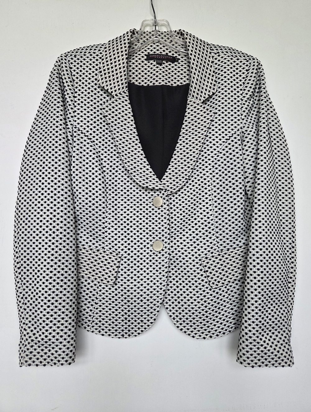 Robert Kitchen Black & White Print Blazer Jacket Size-8